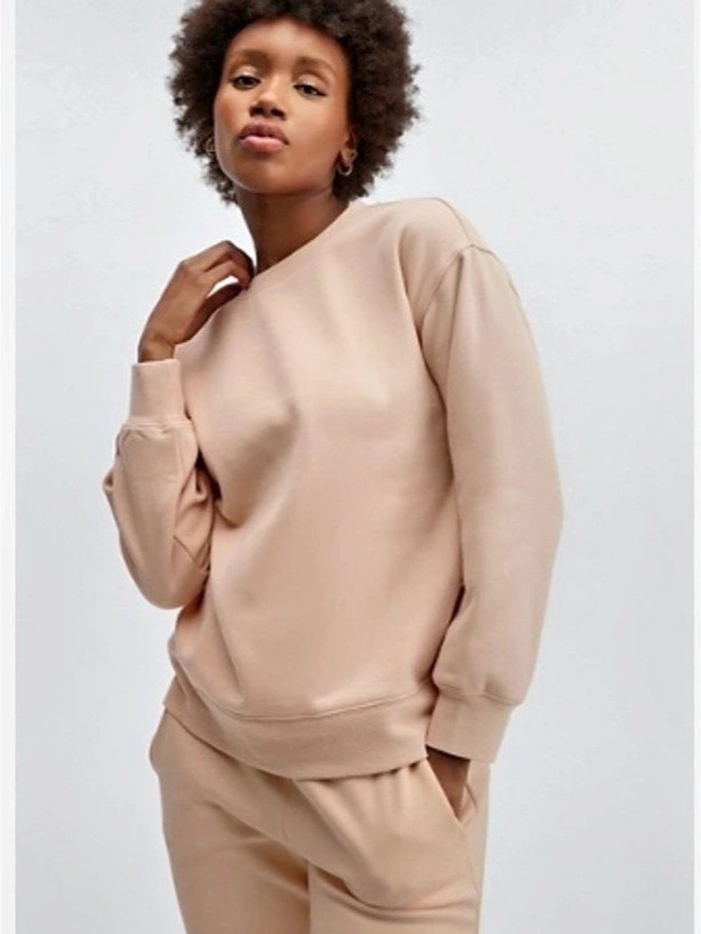 Fabletics Ultrasoft Nude Pink Classic Crewneck Sweatshirt